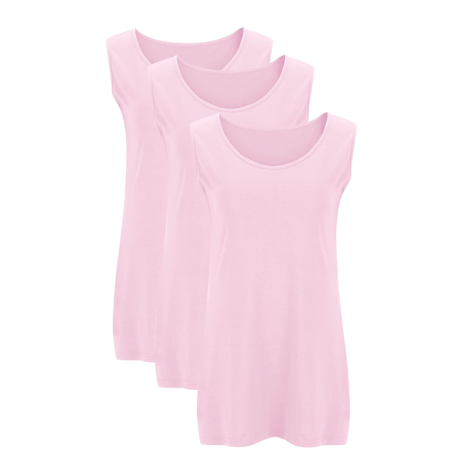 Fouhkni Plus Size Tank Tops for Women Sleeveless Round Neck Basic Loose Casual Plain Tunic Tops 3 Pack