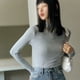 thumbnail image 3 of Camisas de manga larga con cuello alto para mujer, ajustadas, informales, con capas, 3 of 5