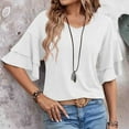 thumbnail image 2 of ZyeKqe Womens Summer Tops Casual V-Neck Petal Layered Sleeve Tunics Loose Fitted Lightweight Tshirts, 2 of 6