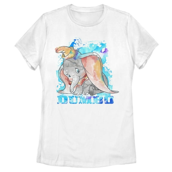 Women's Dumbo Watercolor Graphic Tee White Small