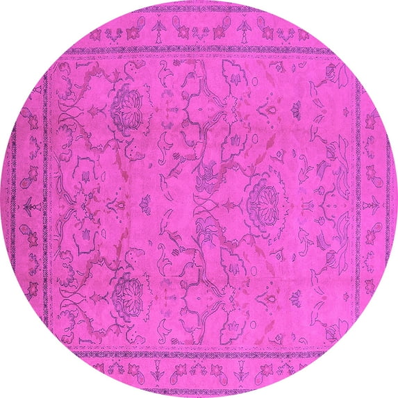 Ahgly Company Indoor Round Oriental Pink Industrial Area Rugs, 7' Round