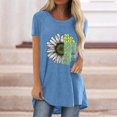 thumbnail image 1 of Mode Femme Décontractée Imprimé Col Rond T-shirt Manches Courtes Ample Blouse Pull, 1 of 5
