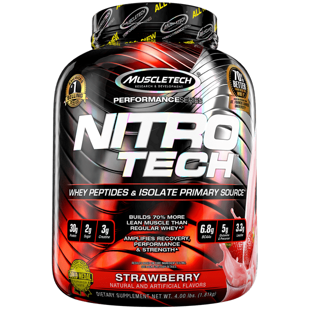 NitroTech Protein Powder Plus Muscle Builder, 100 Whey Protein with