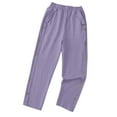 thumbnail image 6 of tarylea Cotton Linen Pants for Women Elastic Waist Side Button Trousers Solid Color Lightweight Pants Casual Breathable Summer Pants, 6 of 6