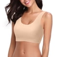thumbnail image 2 of PEASKJP Sports Bras for Women Push-Up Seamless Bralette Padded Stretch BraSmoothing T-Shirt Bra Beige L, 2 of 5