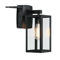 1-Light 13.4-in Matte Black Outdoor Wall Lantern Sconce with GFCI Outlet