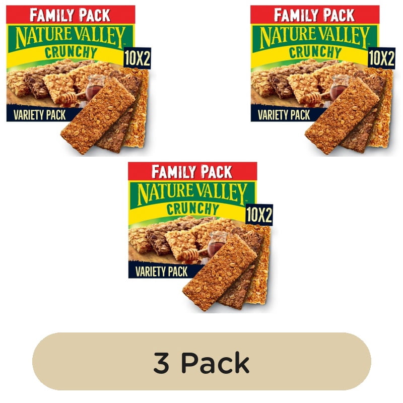Nature Valley Crunchy Variety Pack Cereal Bars Family Size 10 x 42g, British Import (Pack of 3)