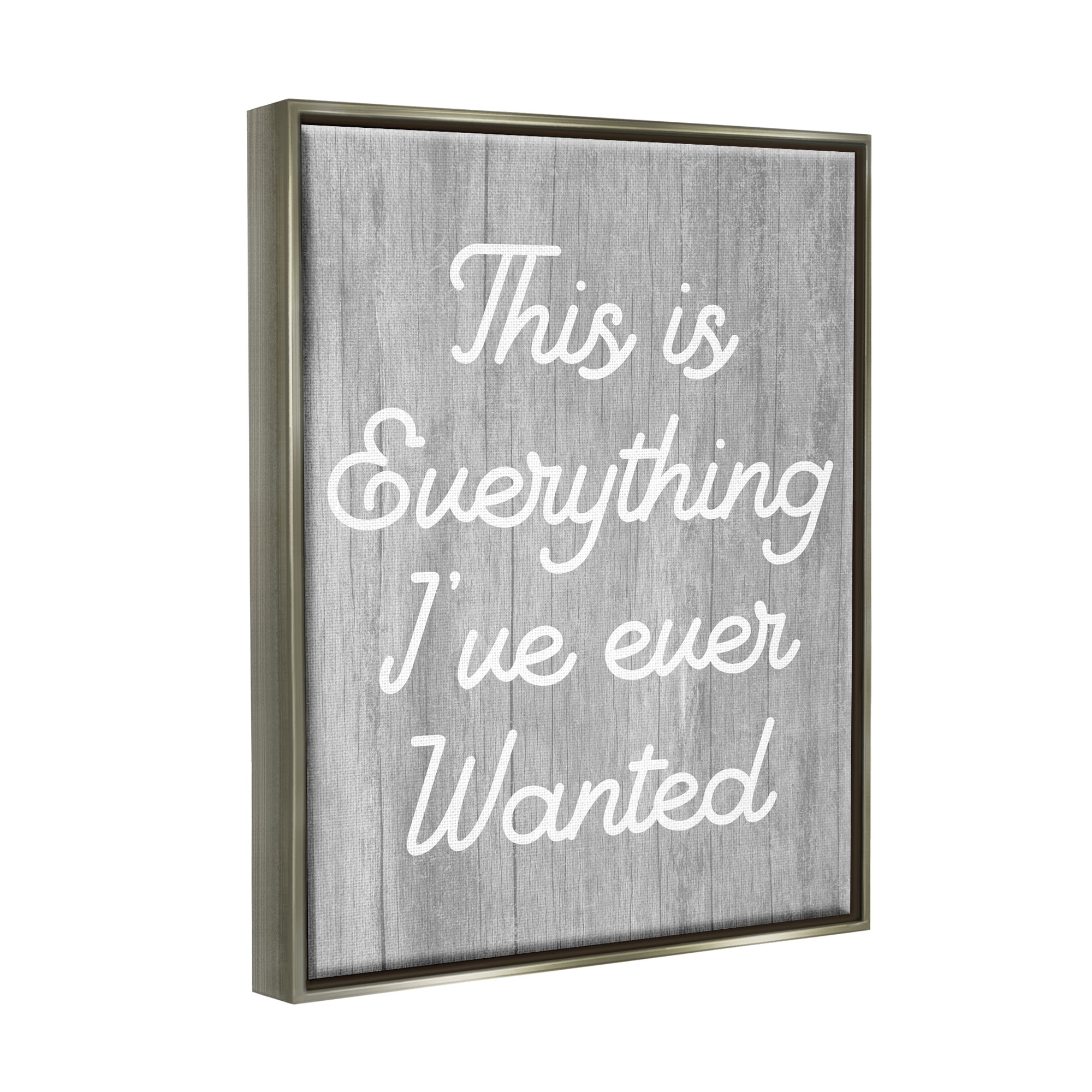 Stupell Everything I've Ever Wanted Rustic Phrase Inspirational Painting Gray Floater Framed Art Print Wall Art