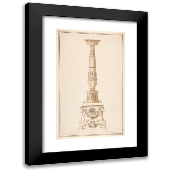 Adolph-Jean LaVergne 10x14 Black Modern Framed Museum Art Print Titled - Design for a Candlestick (1839)