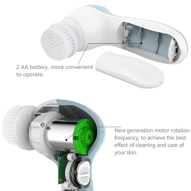 PIXNOR Portable Waterproof 7-in-1 Electric Beauty Care Massager Facial Massager Cleaner to Relief Fatigue Promote Blood Circulation for Home Travel (Light Blue)