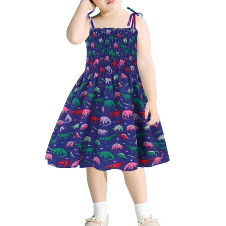 

Girls Dresses Summer Toddler Baby Kids Sleeveless Strap Summer Beach Casual Clothes Sun Dress