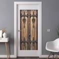 thumbnail image 2 of Rustic Wooden Door Privacy Window Film,Decorative Frosted Glass Window Film,Brown Black Farmhouse Country Vintage Reusable Peel and Stick Static Cling for Home Bathroom Office Glass Door 35.4"x78.7", 2 of 8