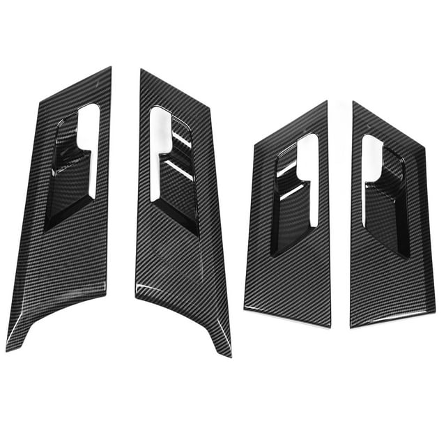 4 piezas de cubierta de marco de manija de puerta interior con patrón de fibra de carbono, moldura de protección de manija de puerta interior de repuesto para Mitsubishi Outlander