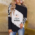 thumbnail image 2 of Mujeres manga larga fuera del hombro correa cruzada Tops vacas impresas blusa túnica Tops Fridja  hkj5414, 2 of 4