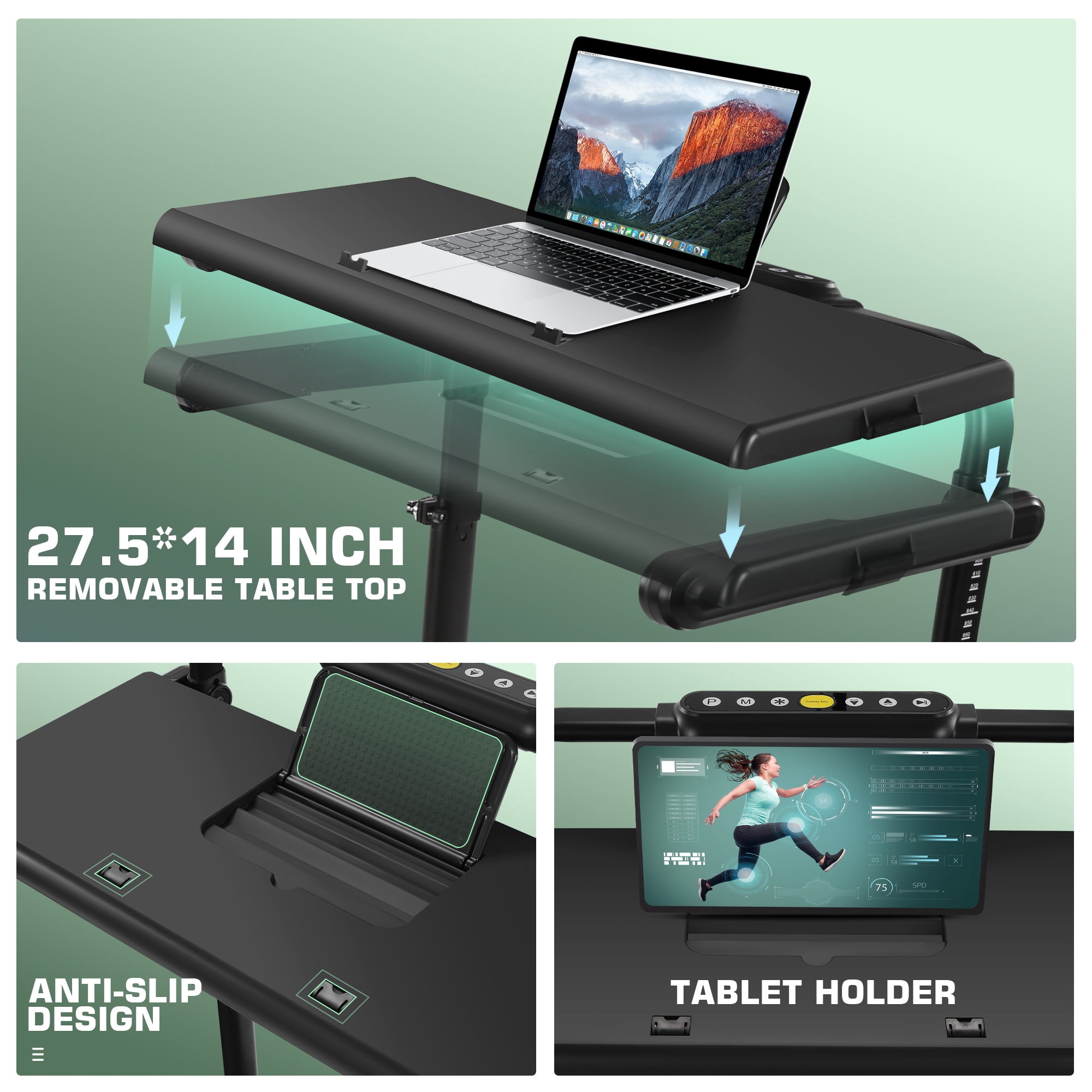 Simpfree Walking Pad with 6% Incline,3 in 1 Under Desk Treadmill with Height-Adjustable Desk 300lbs Capacity,Foldable Treadmill with Adjustable Handle,Touch Screen Remote Control,2s Folding,0.5-7.5mp