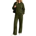 thumbnail image 3 of Womens Hoodies Dqueduo Women's Fashion Solid Color Long Sleeve Hooded Zip Up Top And Elastic Waist Pocket Pants Set, Sizes S-XXXL, 3 of 8