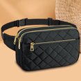thumbnail image 2 of Riñonera de moda para mujer y hombre, riñonera informal con rombos y varios bolsillos (negro) Tmvgtek Para Estrenar, 2 of 8