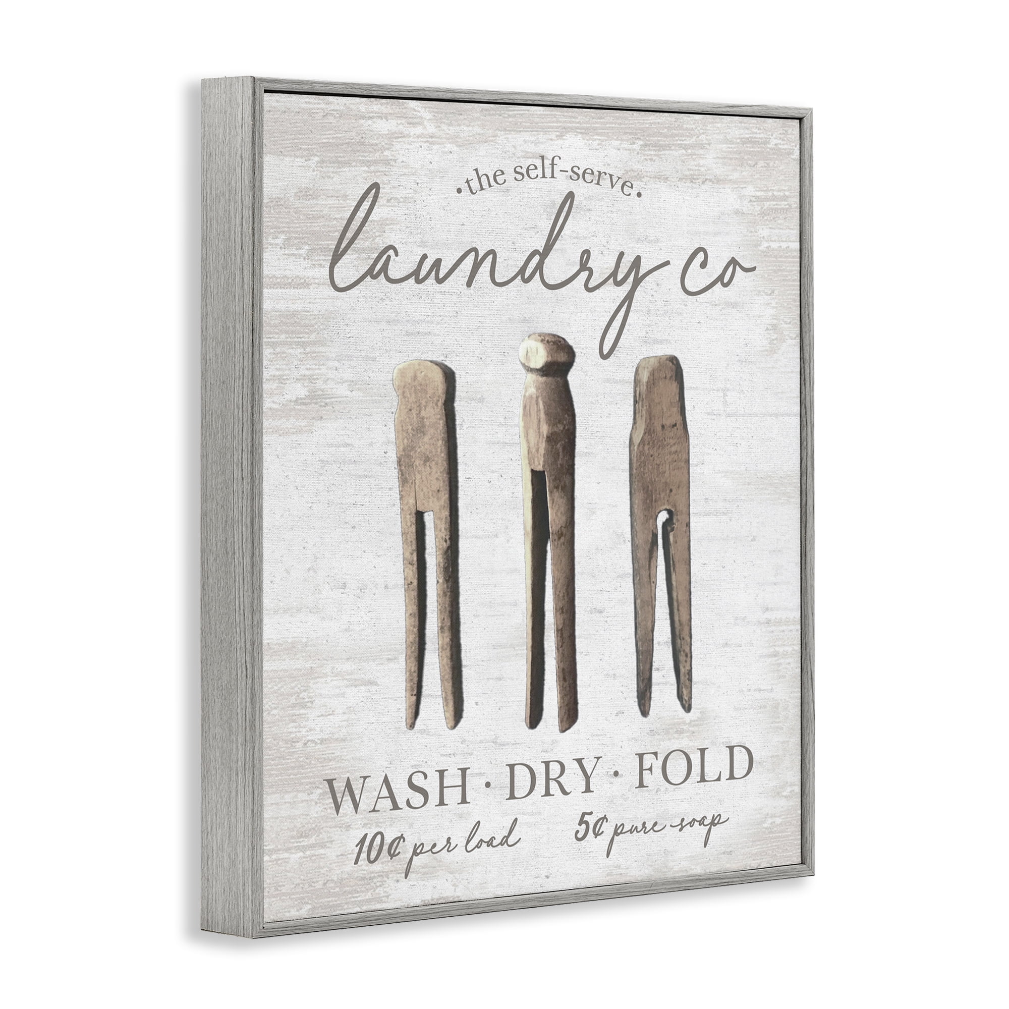 Stupell Industries Distressed Laundry Co Typography Painting Gray Framed Art Print Wall Art, 16 x 20