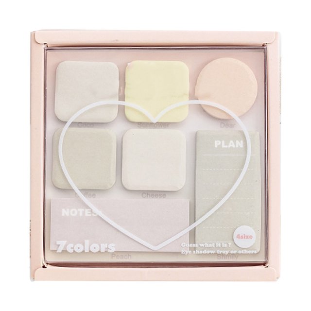 Mini paleta de sombras de ojos de papel de colores con notas adhesivas en colores pastel, almohadillas autoadhesivas para buscar y comparar ambiguos