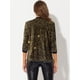 thumbnail image 4 of Disfraz de Halloween Chaqueta elegante con lentejuelas para mujer, cárdigan informal de terciopelo con manga 3/4 y frente abierto sin cuello Negro oro XL, 4 of 6