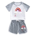 thumbnail image 1 of Odeerbi 1-12 Años Niños Niñas Conjuntos de Verano Estampado Algodón Manga Corta Raglan Camisas Pantalones Cortos Conjunto de Dos Piezas, 1 of 3
