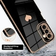 thumbnail image 2 of Compatible with Samsung Galaxy A13 5G Case Luxury Love Heart Plating Gold Bumper Upgraded Full Camera Protection Soft TPU Shockproof Anti-Scratch Phone Cover-Black, 2 of 11