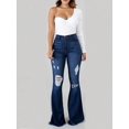 thumbnail image 3 of Women’s High Waisted Distressed Flare Jeans Stretchy Denim Trendy Ripped Details for Curvy Fit, 3 of 6
