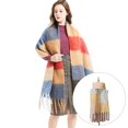 thumbnail image 4 of Moda para mujer Borlas largas Manta Bufanda Chal, Bufanda de rejilla grande, Bufanda cálida de invierno, Regalo para amigos y Amarillo Macarena Bufanda de tela escocesa de invierno, 4 of 8