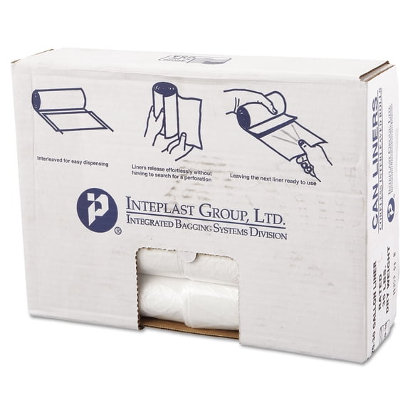 High-Density Commercial Can Liner Value Pack, 30 gal, 11 mic, 30" x 36", Clear, Interleaved Roll, 25 Bags/Roll, 20 Rolls/CT