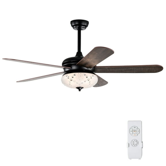 Gymax 52'' Retro Ceiling Fan w/ Remote Control 3 Wind Speeds & 5 Reversible Blades Black