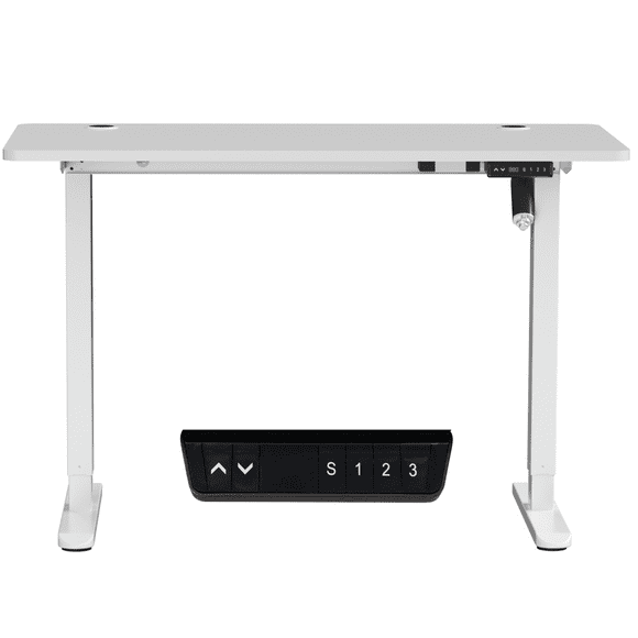 AnthroDesk Sit to Stand Height Adjustable Programmable Standing Desk Workstation with Table Top (A4 Desk) - White