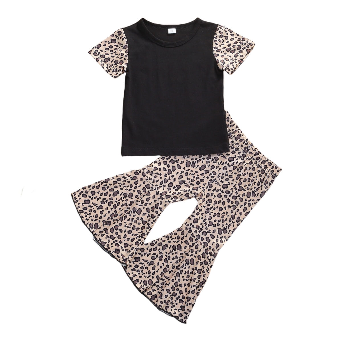 Pants Set Kids Summer Clothes Outfits 2Pcs Baby Girls 3D Leopard Print T-Shirt