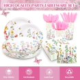 thumbnail image 3 of 168 Pcs Wildflower Party Decorations Spring Floral Baby Shower Birthday Decorations Include Plates,Cups,Napkins,Cutlery for Wildflower Baby Shower Tea Decorations Serve 24, 3 of 7