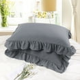 thumbnail image 3 of PiccoCasa Polyester Ruffle Pillowcases 2 Pcs with Envelope Dark Gray Queen, 3 of 7