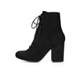 thumbnail image 4 of BLISSFUL STEP Women's Ankle Boots Faux Suede Chunky Heel Lace-Up Zip Booties Black 8, 4 of 5