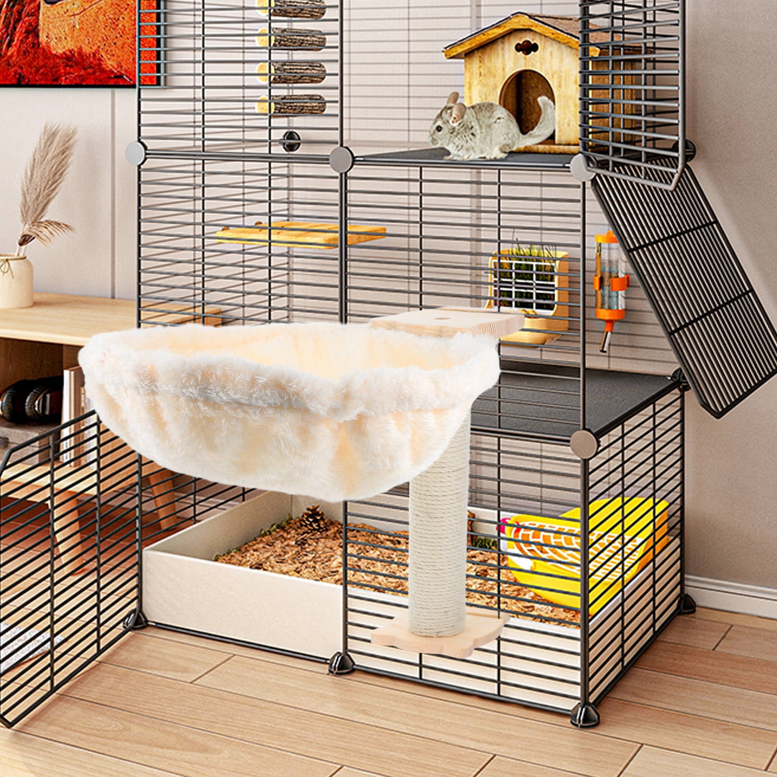 TEHAUX 1 Set Soft Cat Tree Hammock Seat Beige Scratchproof Cat Hammock For Home
