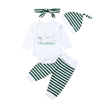 

Baby’s Letter Long Sleeve Jumpsuit Stripe Long Pants Headband and Hat