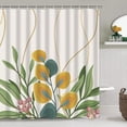 thumbnail image 3 of 4 Pcs Yellow and Green  Shower Curtain Sets, Green Plant Leaf Bathroom Decor Sets with Rugs, Shower Curtain Non-Slip Rug Toilet Lid Cover Bath Mat and 12 Plastic Hooks, 3 of 11