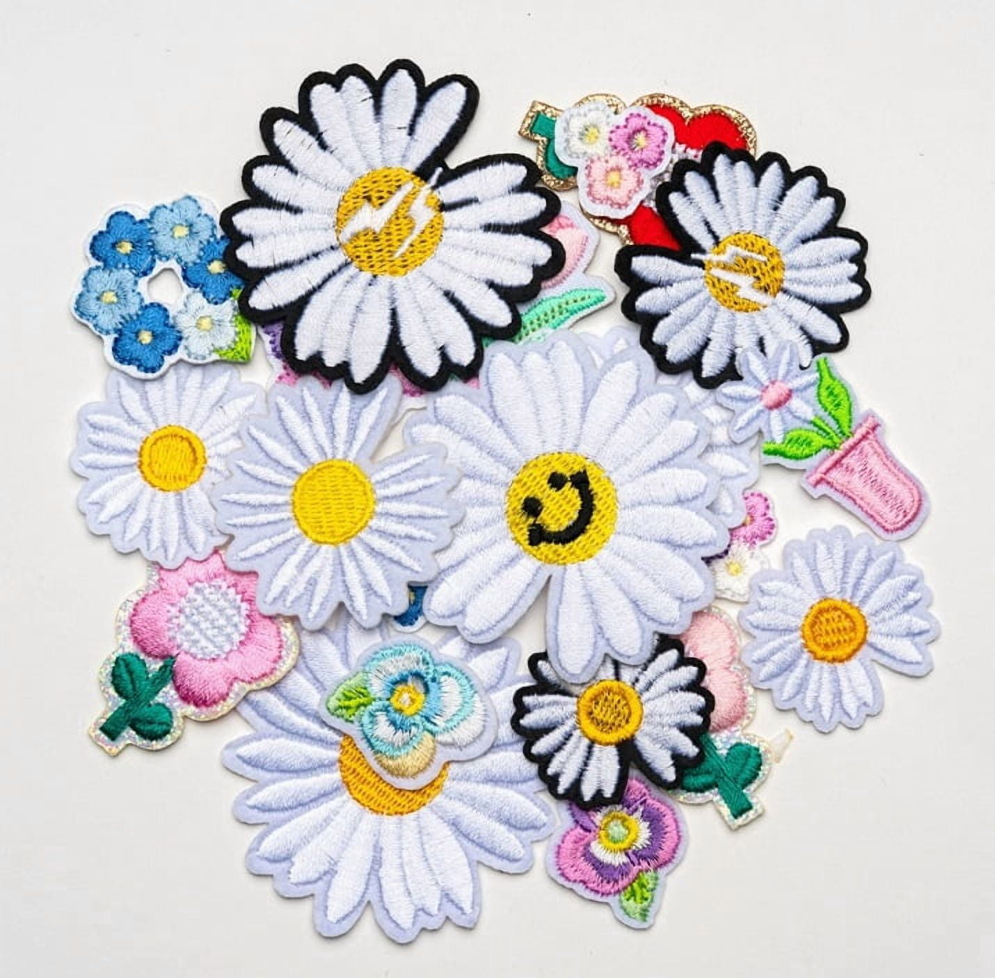 10 pieces of embroidered daisy flower series computer clothing embroidery cloth stickers diy clothes patches bag badges