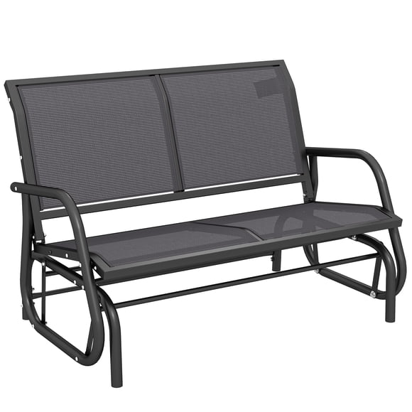Outsunny Banc à Bascule Double pour Patio, Extérieur, en Acier, Tissu à Sangle, Banc à Glissière, Chaise Balançoire de Jardin, Berceuse de Porche Robuste, Causeuse de Jardin, Gris