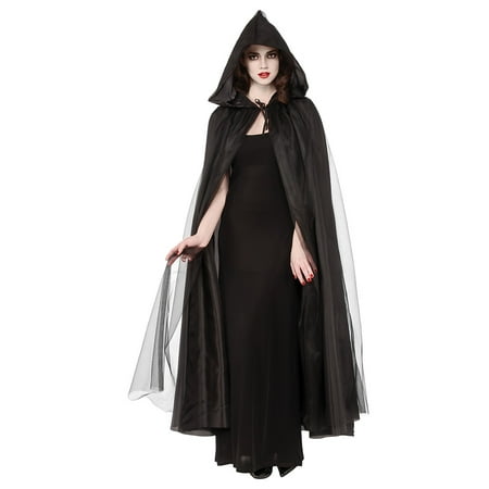 Full Length Hooded Cape Adult Costume Accessory Black - Standard