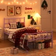 thumbnail image 3 of Yoneston Twin Size Girl's Metal Platform Bed Frame with Headboard, 12.7" Single Bed Frame for Kids, Teens Bedroom Furniture, Purple, 3 of 9