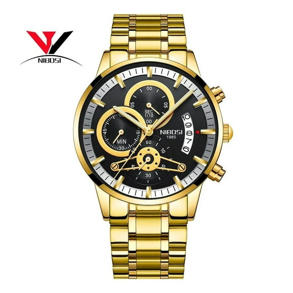 Reloj Para Hombre Dorado E Impermeable Malubero Nibosi