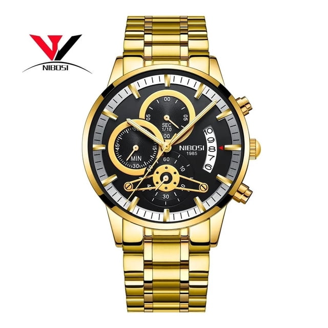 Reloj Para Hombre Dorado E Impermeable Malubero Nibosi