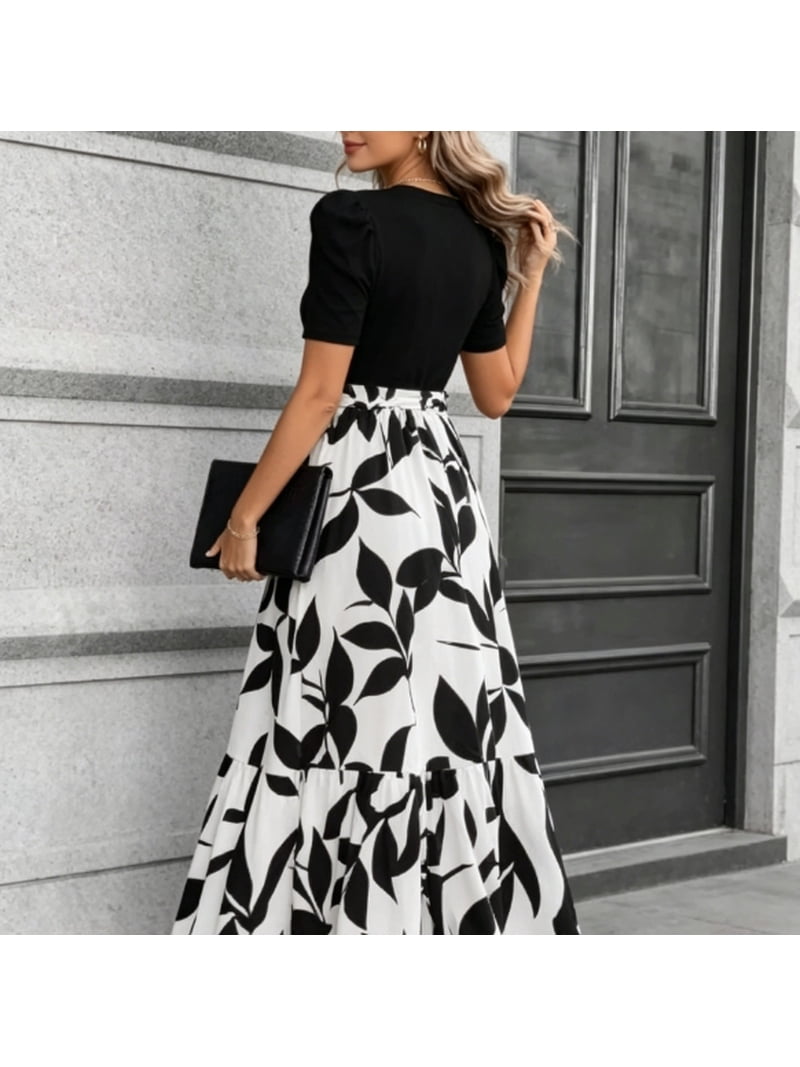 short sleeve color block dress 90s Color Block Dress Two Tone Cream Navy Short Sleeve Collar Vintage  Academic Professional Office Preppy Classic Dressy Elegant Small S
