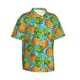 thumbnail image 2 of Uemuo Pineapple Printed Regular Fit Short Sleeve Casual Hawaiian Shirt for Men,Aloha shirt,Tropical shirt,Floral print shirt,Vacation Beach shirt-X-Large, 2 of 9