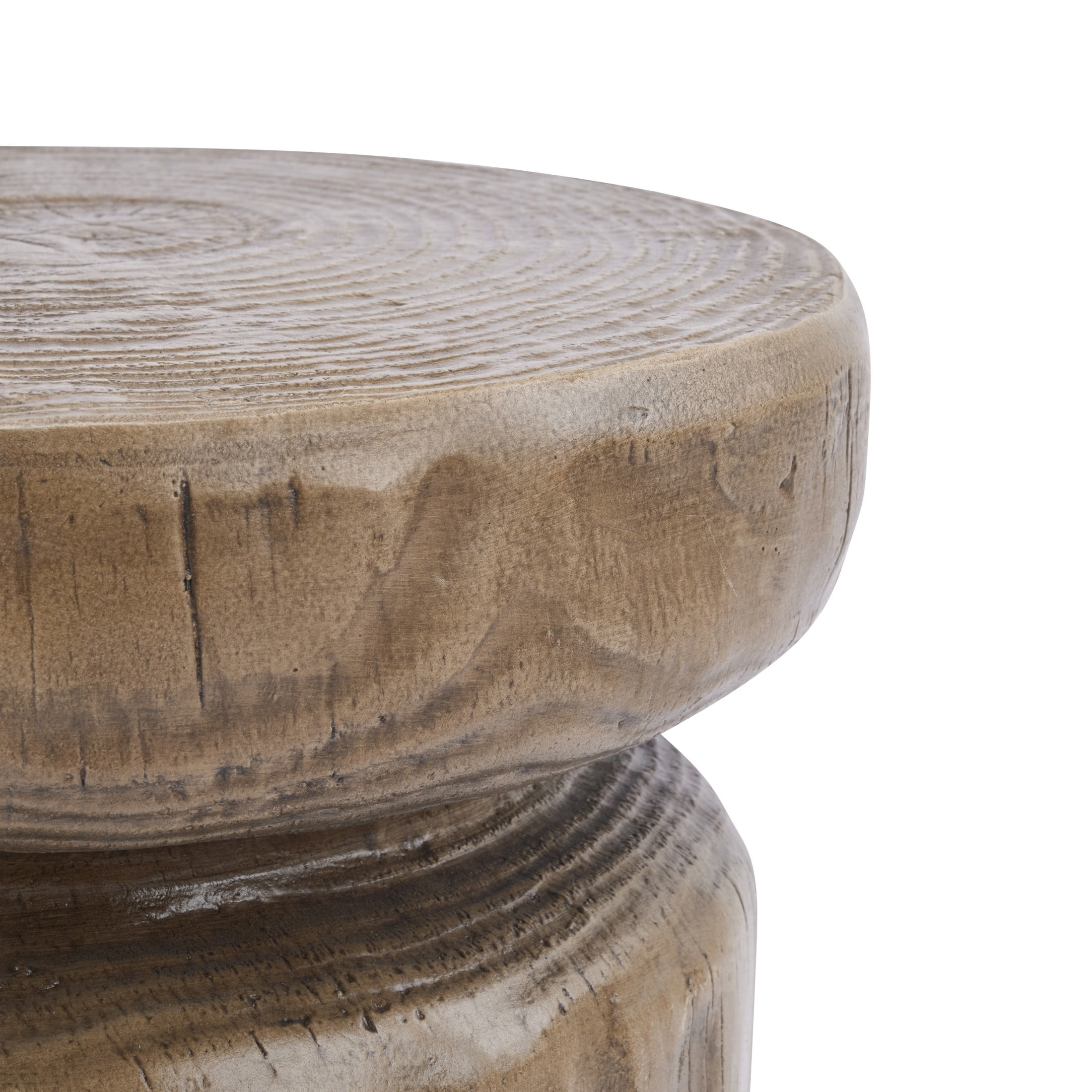 Christopher Knight Home Indoor/Outdoor Wood Grain Side Table, MGO Lightweight Concrete Tree-Stump, Brown