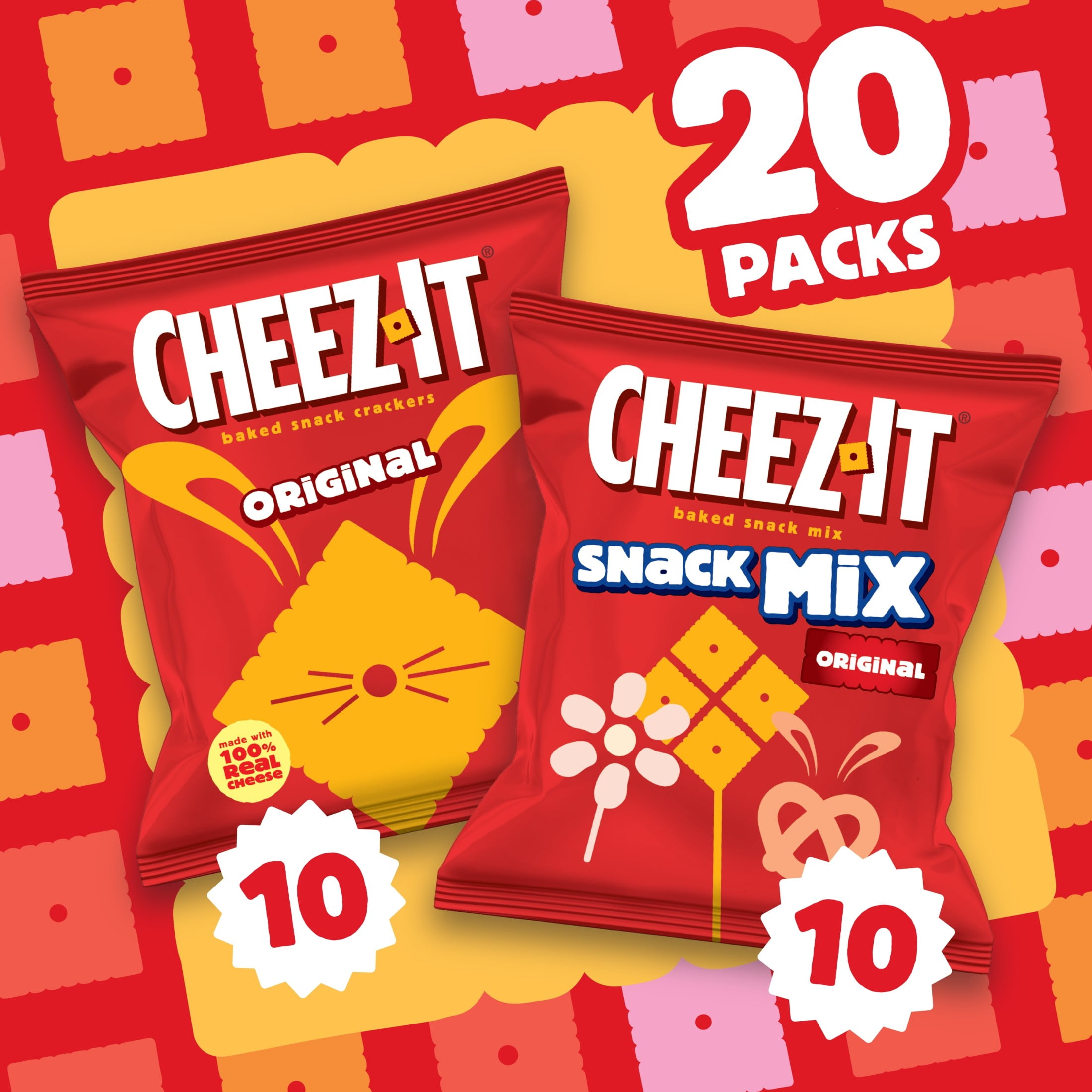 Cheez-It Variety Pack Baked Snack Crackers and Snack Mix, Easter Snacks, 20 Count