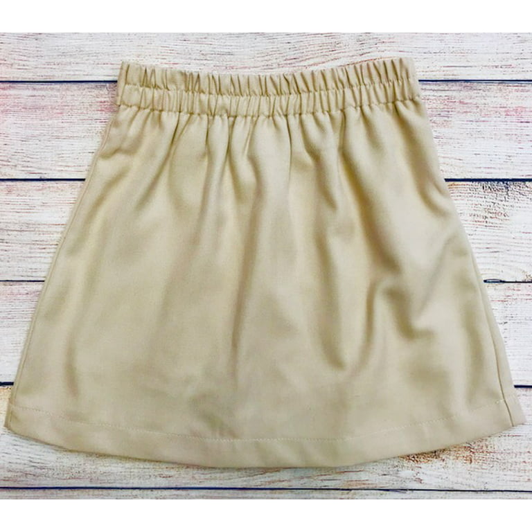 Unik Girl Uniform Skirt with Built in Shorts, Khaki Size 8