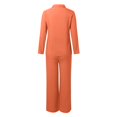 thumbnail image 5 of HJYCHN Women Summer Two Piece Outfit Set with Long Sleeve Blouse and Flowy Wide Leg Pants for Casual Comfort and Beach Wear Orange S, 5 of 5